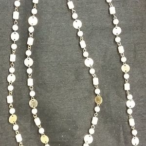 Vintage white and  silver beaded necklace